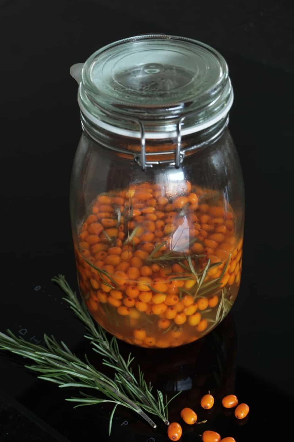 Sea Buckthorn Recipes-- Rosemary & Buckthorn Vinegar